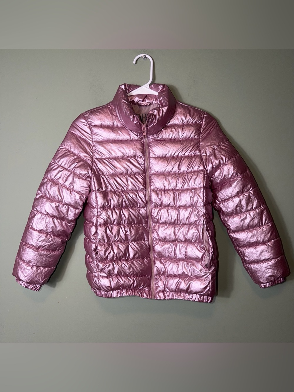 Zara‎ Kids metallic pink puffer jacket Size 10